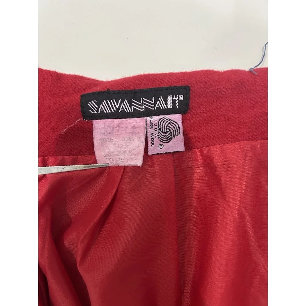Vintage Savannah Red 100% Wool Straight Skirt Size 12 Capsule‎ Academia Layer